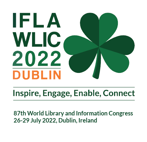 Logo mit Schriftzug IFLA WLIC 2022 Dublin, rechts ein Kleeblatt